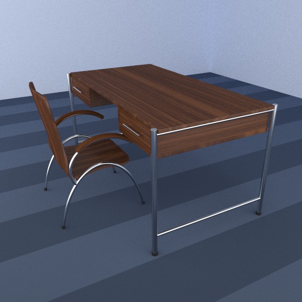 chrome & wood desk & chair preview image 1